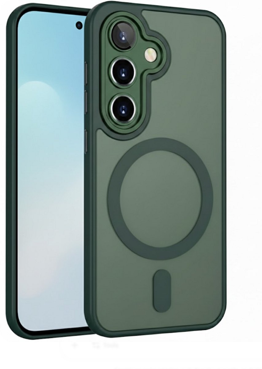 Hoesje Geschikt voor Samsung Galaxy S26 FE - Groen - Casemania Matte Armor Back Cover - Telefoonhoesje met Camera Bescherming - Geschikt voor MagSafe