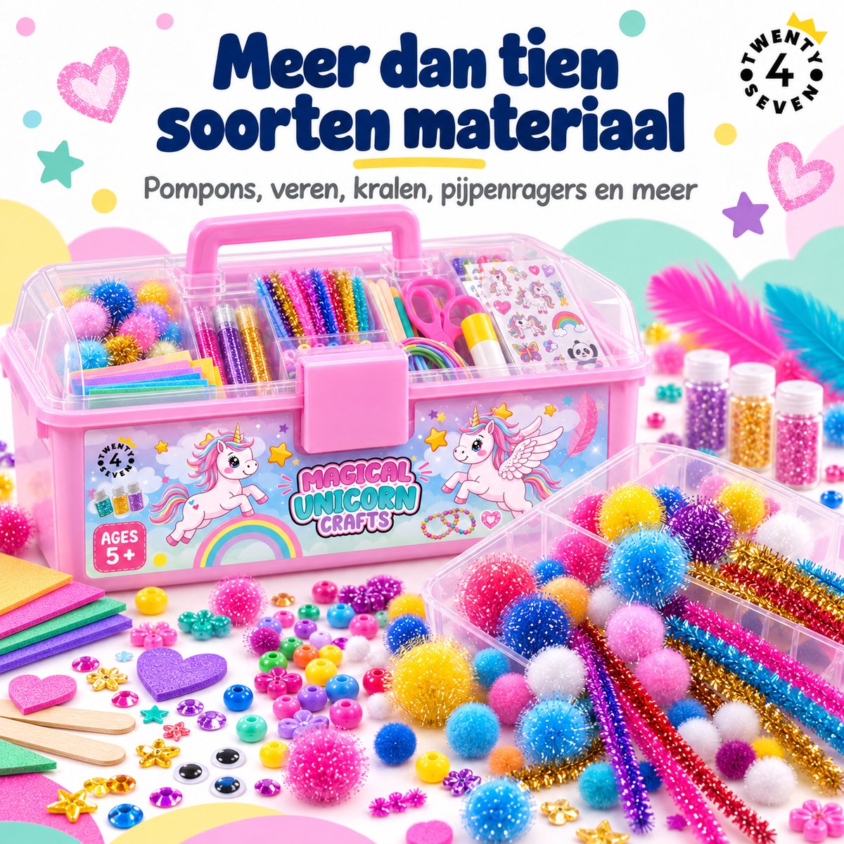 Twenty4seven® Knutselkoffer 1500+ Delig - Knutselspullen met Unicorn en Kralen - Knutselen Speelgoed Meisjes en Jongens vanaf 5 Jaar - Sinterklaas Cadeau en Kerstcadeau — cadeau in Hobby - foto 6