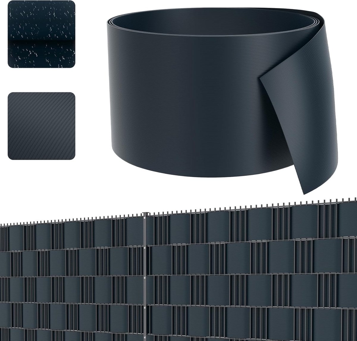 Zichtwerende stroken hard PVC voor dubbelstaafmatten omheining 20 stuks inkijkbescherming rol ondoorzichtig, inkijkbescherming windscherm tuin balkon tuinhek, 2,5m x 19cm antraciet