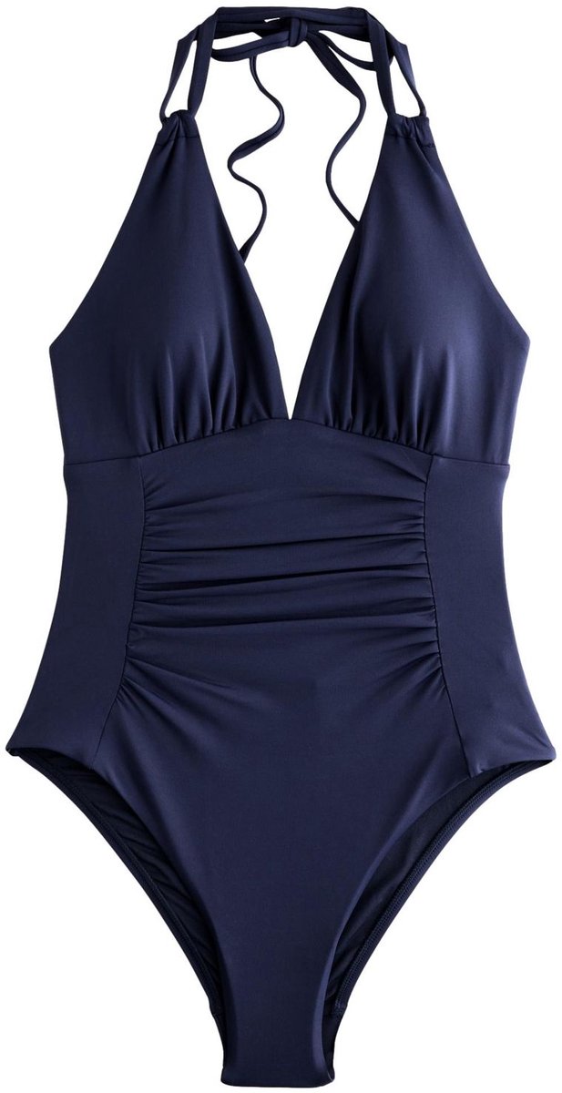 Next Dames - Buikcorrigerend halterbadpak met diep decolleté - Blauw Navy Blue