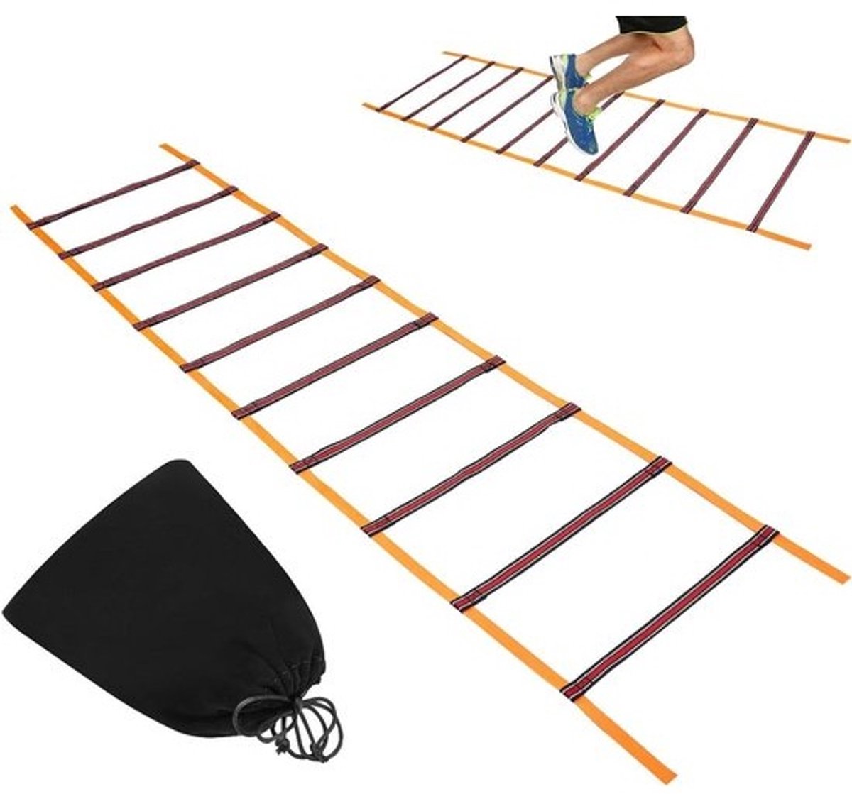 Snelheidsladder - Oefenladder Uitrusting - Behendigheidstraining - Reflecterende Technologie - 44x500 cm - Oranje