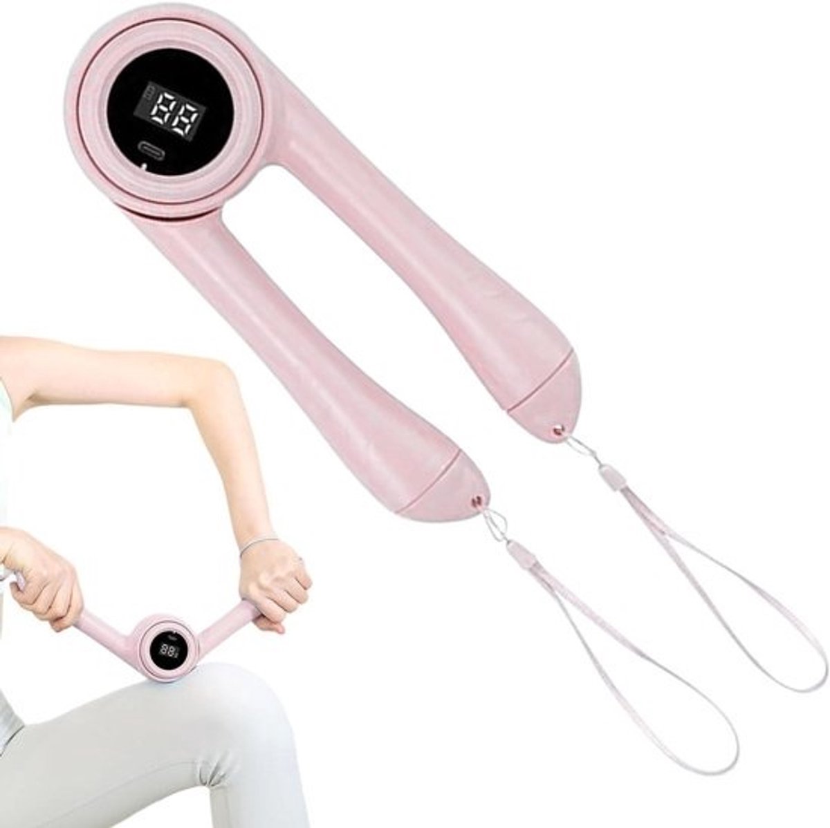 Armtrainer - Borsttrainer Krachttrainer - Krachttraining Bovenlichaam - Intelligente Herhalingsteller - 22 x 9 x 75 cm - Roze