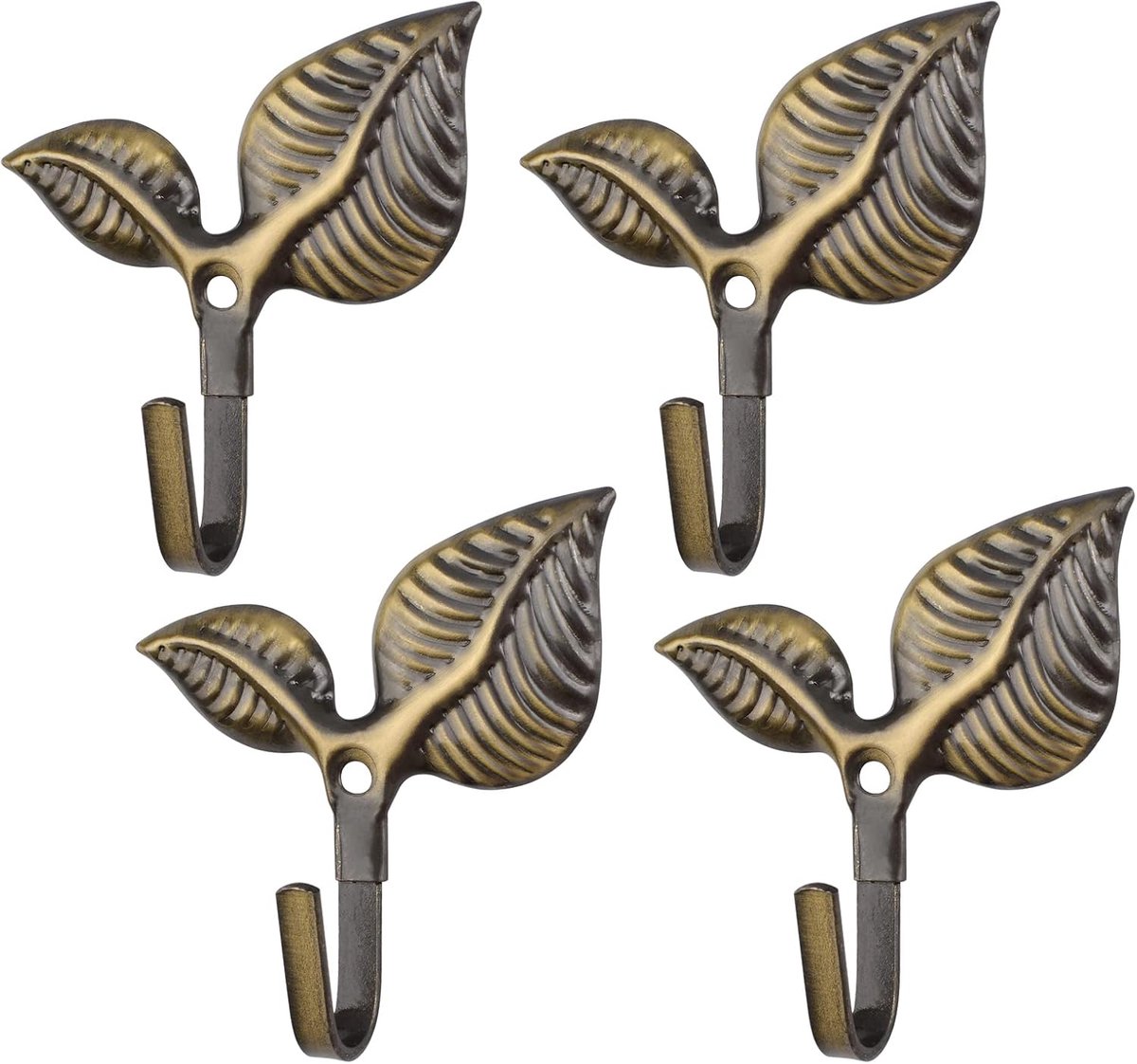 Dailygoods- Gordijnholdbacks Retro Stijl - Bladvorm Haken - Wandmontage - Hoogwaardig Ijzer - Corrosiewerend - Luxe Decoratie 8 cm - Gordijnhaken
