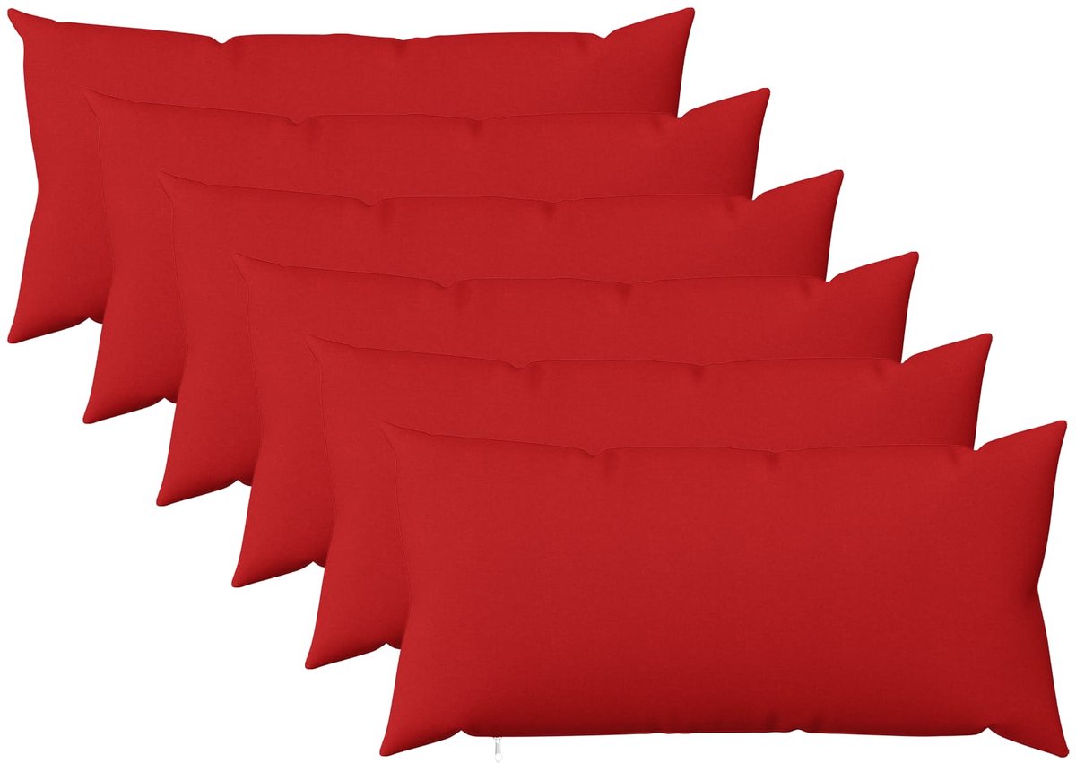 vidaXL Dekenkussen - 6 - st - HEERLEN - Rood - 40 - x - 80 - cm - Stof