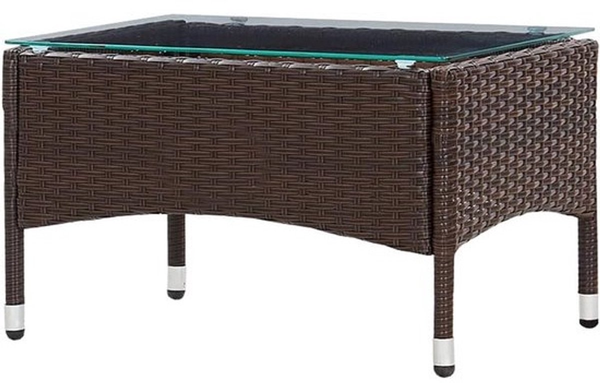 Salontafel - Bijzettafel Koffietafel - Woonkamer Inrichten - Weerbestendig PE Rattan - 60 x 40 x 36 cm - Bruin