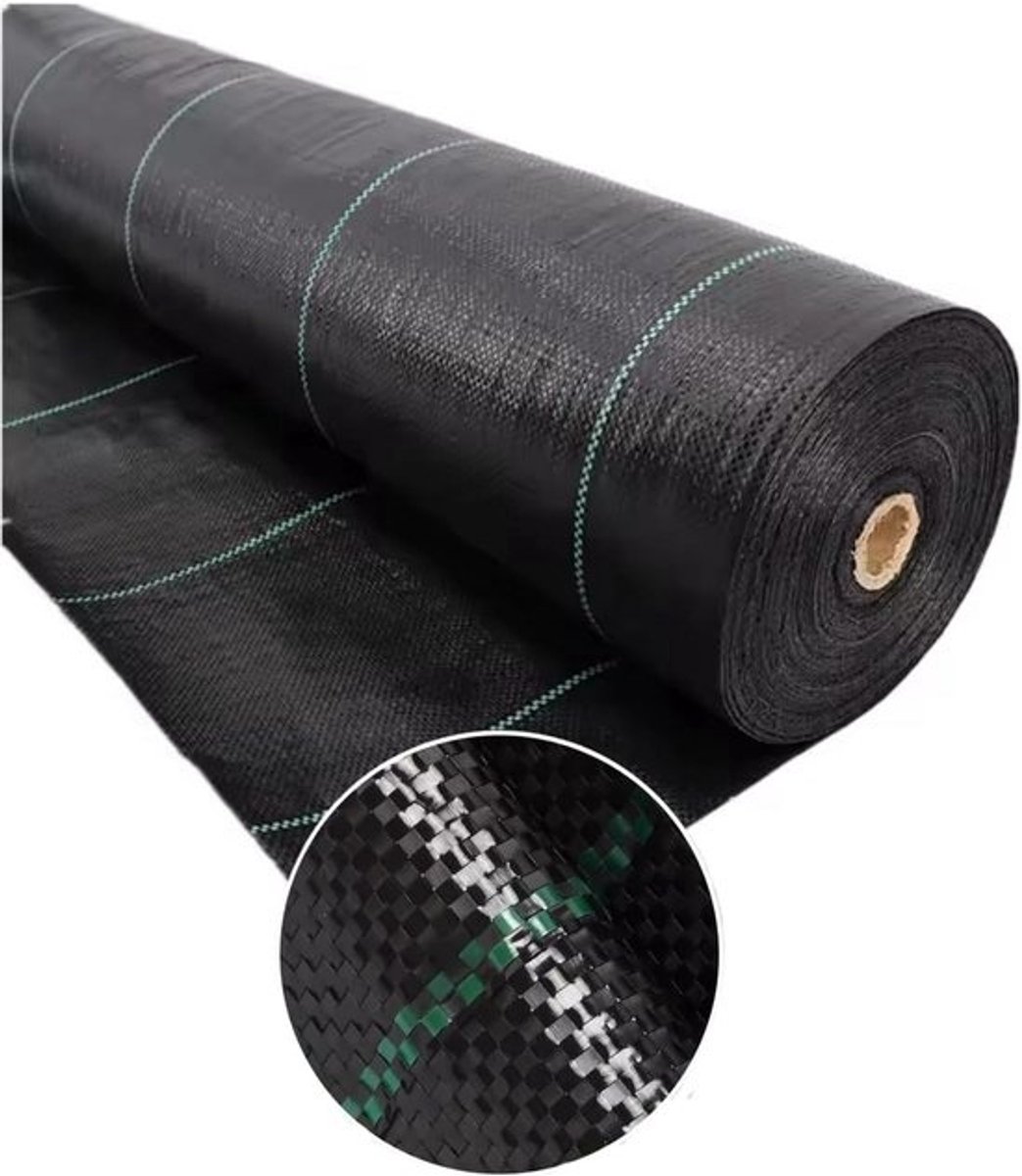 Extra Sterk Onkruiddoek 110 g/m² - Bodemdoek Zwart voor Tuin (0,6 x 100m)