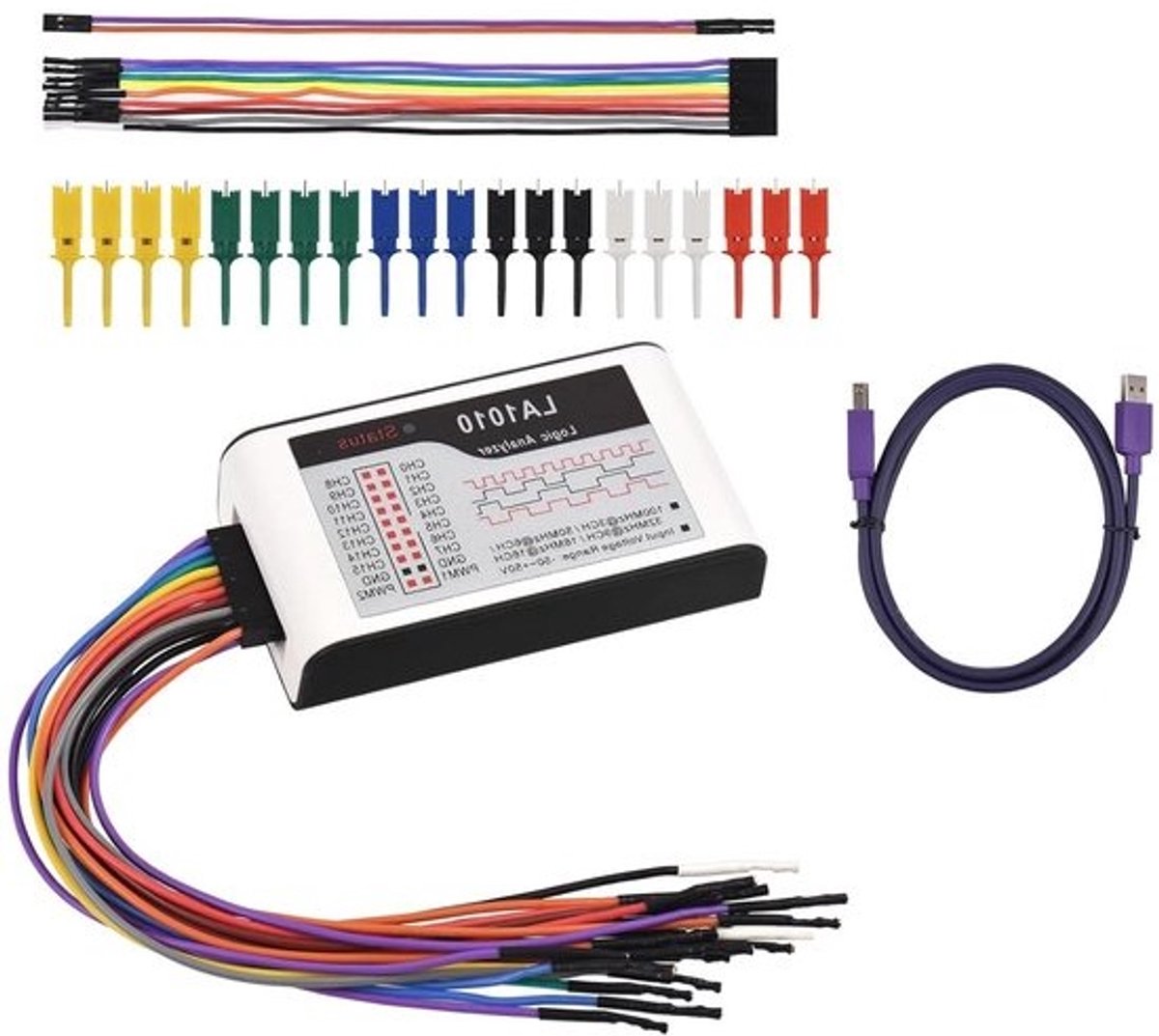 USB Logic Analyzer - Meetinstrument Digitaal - Elektronica Debuggen - 16 Kanalen 100MHz - 95 x 55 x 23 mm