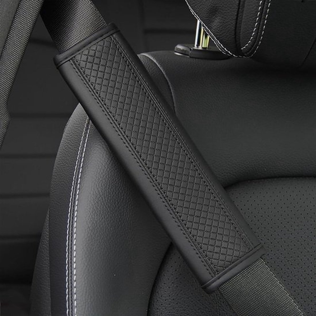 Autogordelpads - Gordelhoezen - Comfortabel Rijden - Zacht Leer - 2 Stuks - Zwart