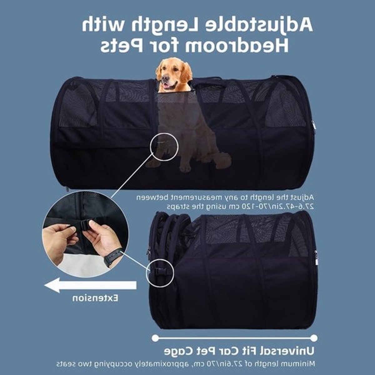 Reismand Hond - Reiskennel Zacht - Veilig Vervoer - Dubbele Deuren - Universele Pasvorm - Zwart