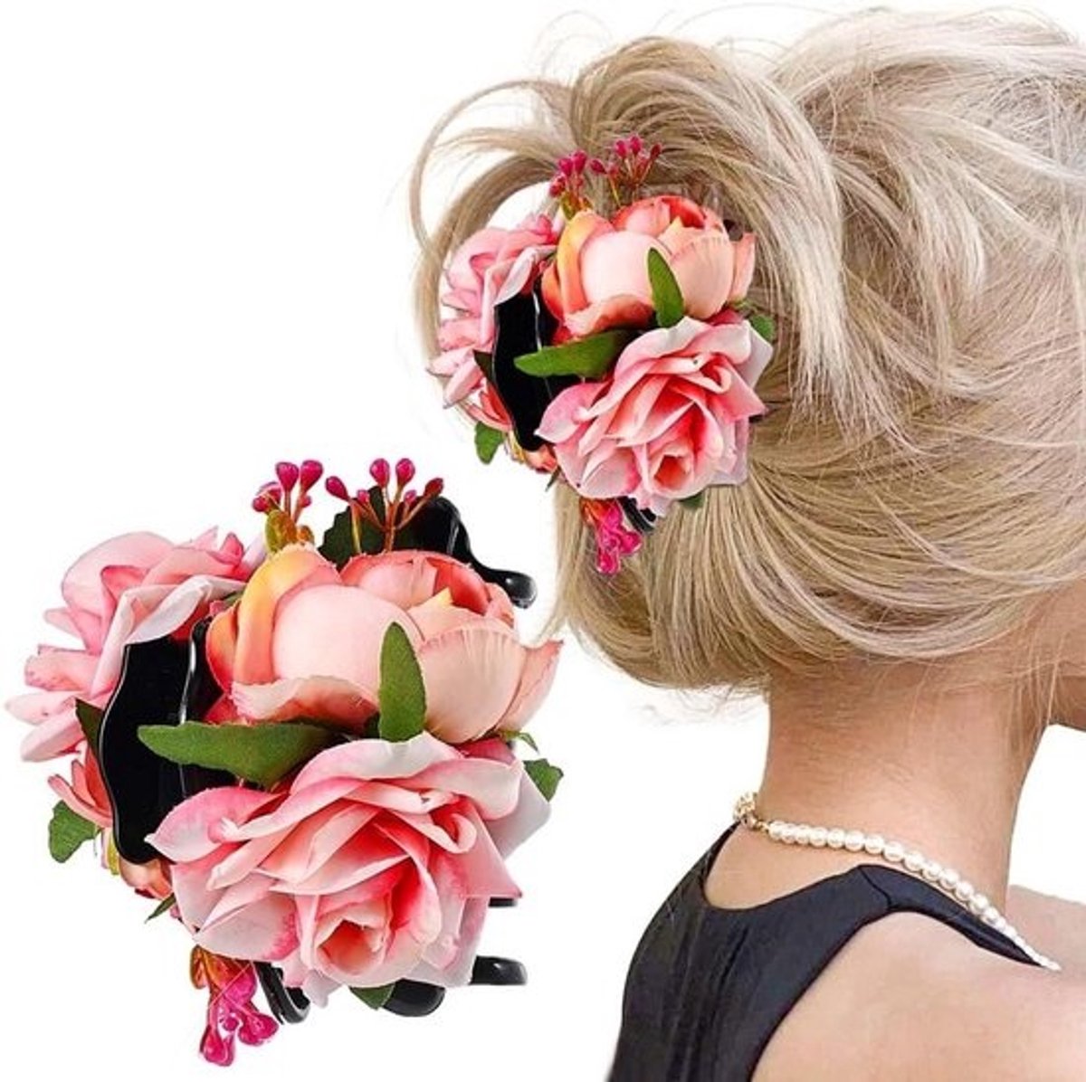 Bloem Haarspeld - Bloemen Klauw Clip - Haar Stijlen - Kunstbloem Detail - XX inch - Roze