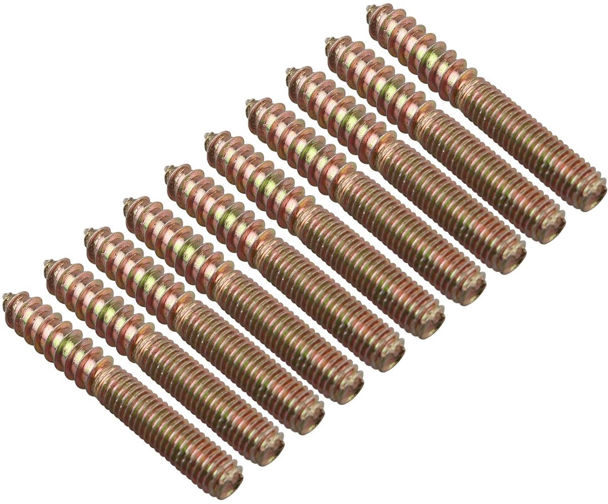 Dailygoods- Meubelschroeven M8 - Hout-op-metaal - Pluggen - Dubbele eindkopschroeven - 10 stuks - Verzinkt, Corrosiebestendig - Schroeven
