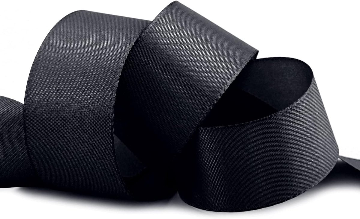 50 m x 40 mm TAFTBAND ZWART Dekoband geschenklint stoffen lint tafeldecoratie bruiloft rouwen lint Visco TAFT kaartontwerp knutselen