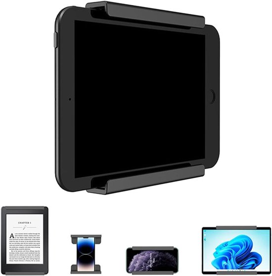 muurbeugel voor tablet, telefoon, e-reader en afstandsbedieningshouder. Bevestiging aan de muur met dubbelzijdige tape of schroeven. — afbeelding 4
