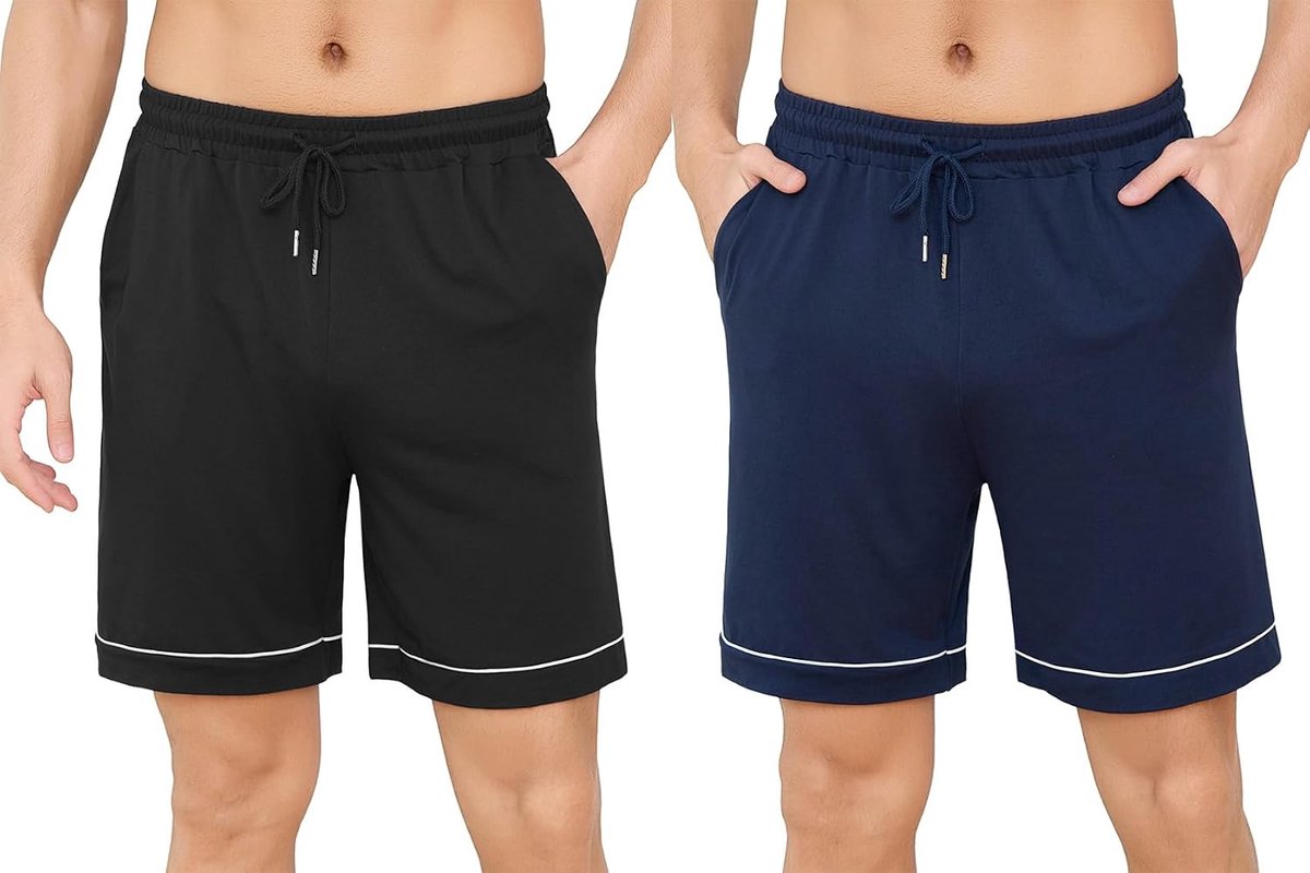 Pyjamabroek voor Heren, Korte Pyjamabroek, Katoen, Korte Slaapbroek, Effen, Mannen, Zomer, Nachtkleding, Huisbroek, Vrijetijdsbroek, Yogabroek met Zakken