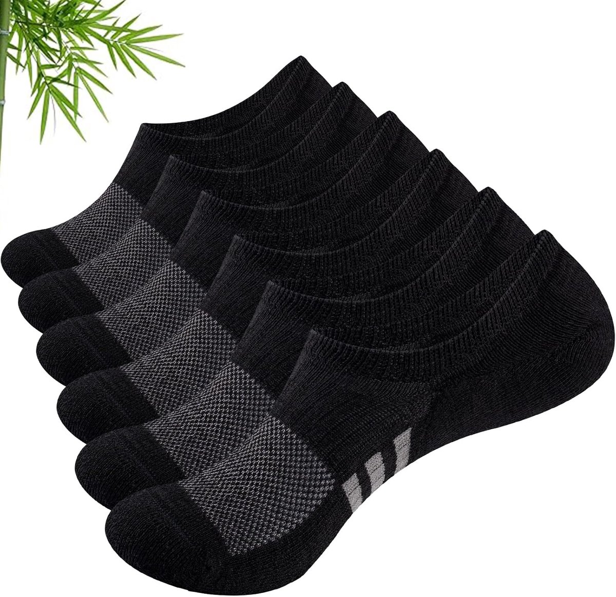 Sokken van Bamboevezel, Maat 35-38/39-42, Anti-Slip Hiel, Zweetabsorberend, Lage en Gevoerde Sportsokken, Geschikt als Cadeau voor Dames en Heren