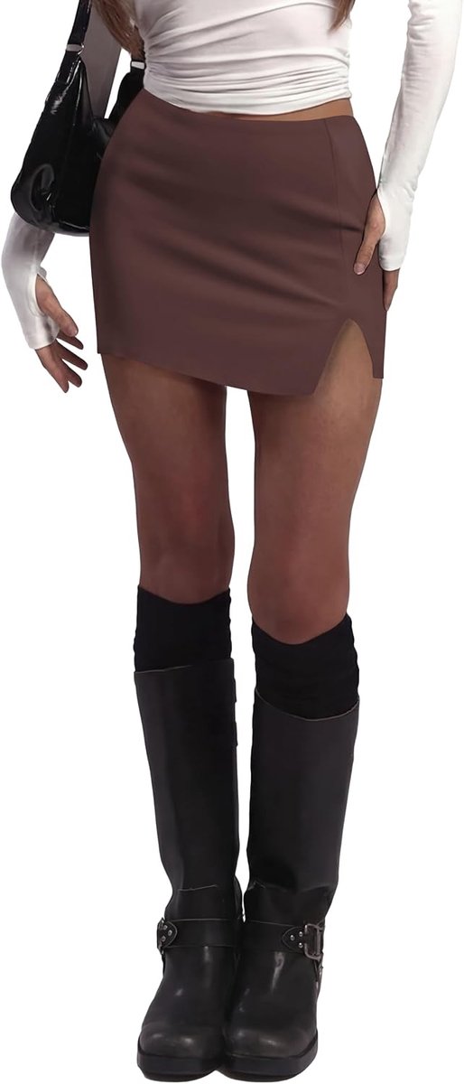 Minirok voor dames, halfhoge taille, rekbare afslankende kokerrokken met korte split aan de zijkant casual dagelijkse outfits voor de zomer