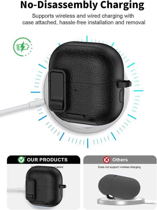 Hoes voor Huawei FreeClip 2 oordopjes, zachte TPU+PC cover, waterdicht, toergy schokbestendig, krasbescherming, eenvoudig te dragen, met sleutelkoord & sleutelhanger en reinigingsset (zwart) — afbeelding 4