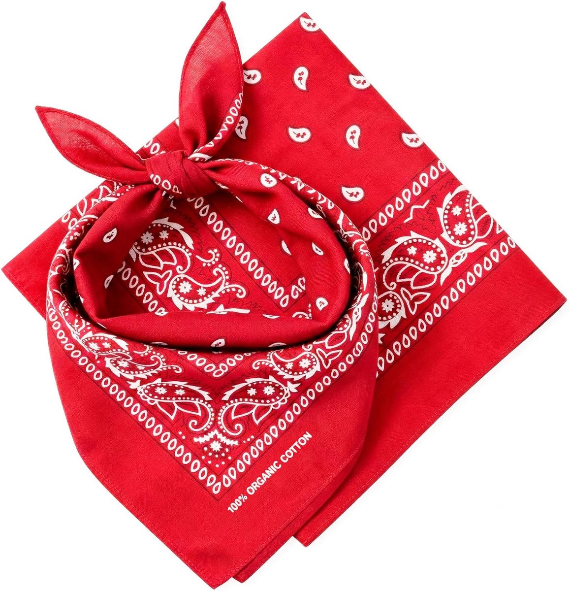 Bandana, 100% katoen en natuurlijke vezels, hoofddoek voor dames en heren, zonder polyester, zacht, robuust en wasbaar, bandana voor dames en heren, uniseks en kinderen, verpakking