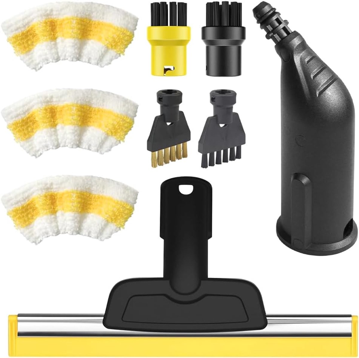 9 stuks accessoires voor Kärcher stoomreiniger, accessoires SC1 SC2 SC3 SC4 SC5, ronde borstel, platte borstel, gebogen mondstuk, handstoomborstel, reinigingsdoekovertrek voor Kärcher stoomreiniger