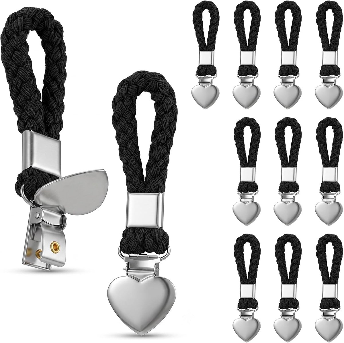 10 stuks handdoekklemmen met ophanglus, metalen handdoekclips