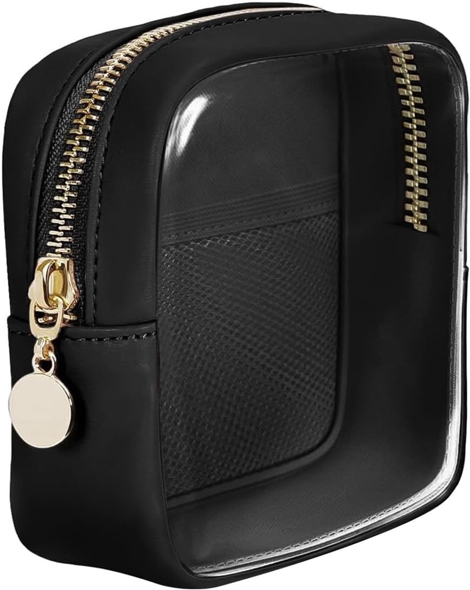 Dailygoods - Transparante zwarte make-uptas - Mini-cosmetische reistas - Handig en multifunctioneel - 12,5 x 12,5 cm - Ideaal voor reizen - Geschikt v