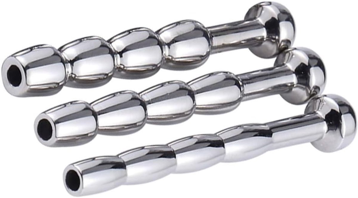 3 Stuks Roestvrijstalen Urethrale Dilatatorset Met Metalen Katheter voor Penispluggen voor Mannen, Urethrale Stimulatie en Masturbatie (0,3x4,8 cm)