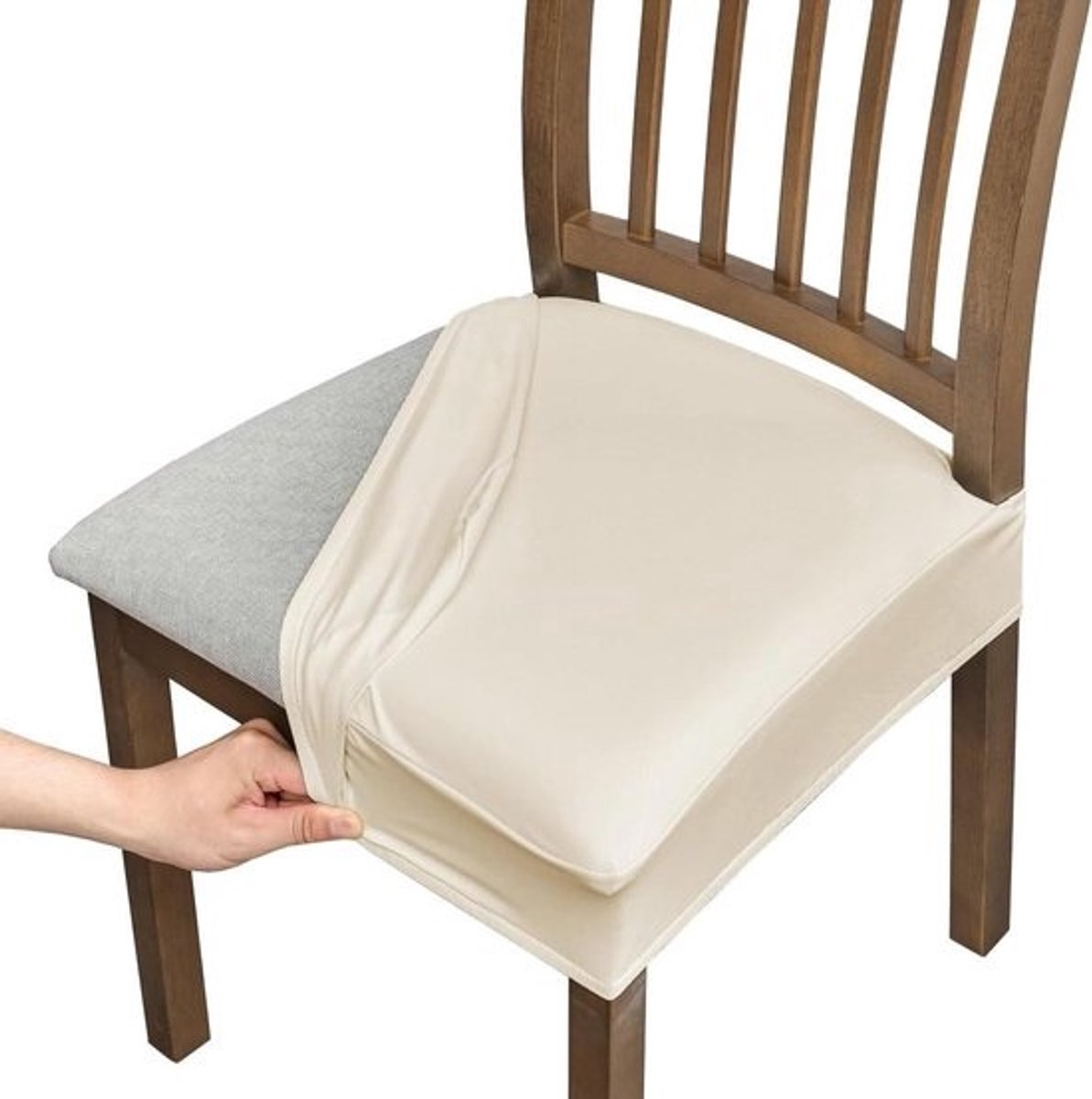 Stoelhoezen Eetkamerstoel - Zittinghoezen Keukenstoel - Meubels Beschermen - Waterproof Kunstleer - 36-50cm Lengte - Donkergrijs