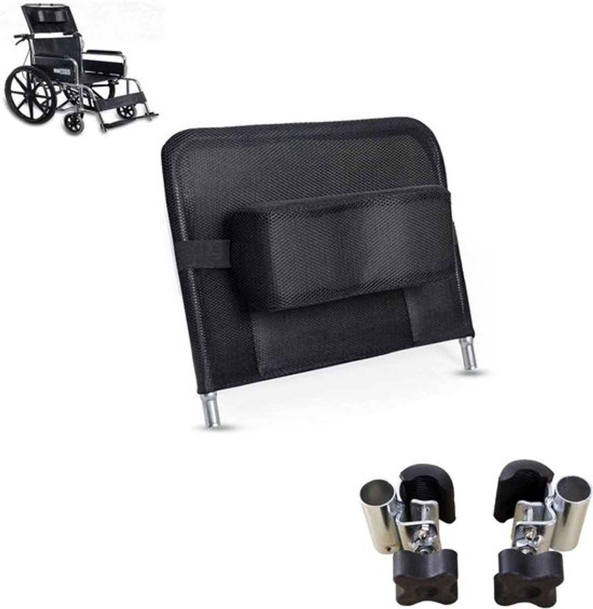 Rolstoel Hoofdsteun - Neksteun Rolstoel - Comfort Verhogen - Afneembare Vulling - 16-20 inch Breedte - Zwart