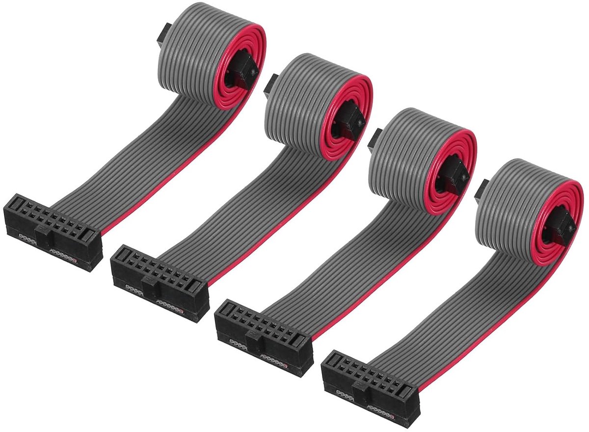 14-polige lintkabel, 1,27 mm Pitch FC naar FC stekker, 20 cm lengte, grijze jumperdraad voor computer led-display, DVD, 4 stuks