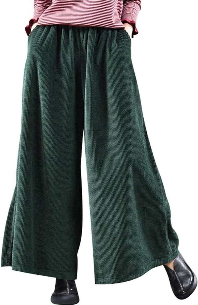 Dames Elastische taille Katoen Corduroy broek Broek met wijde pijpen