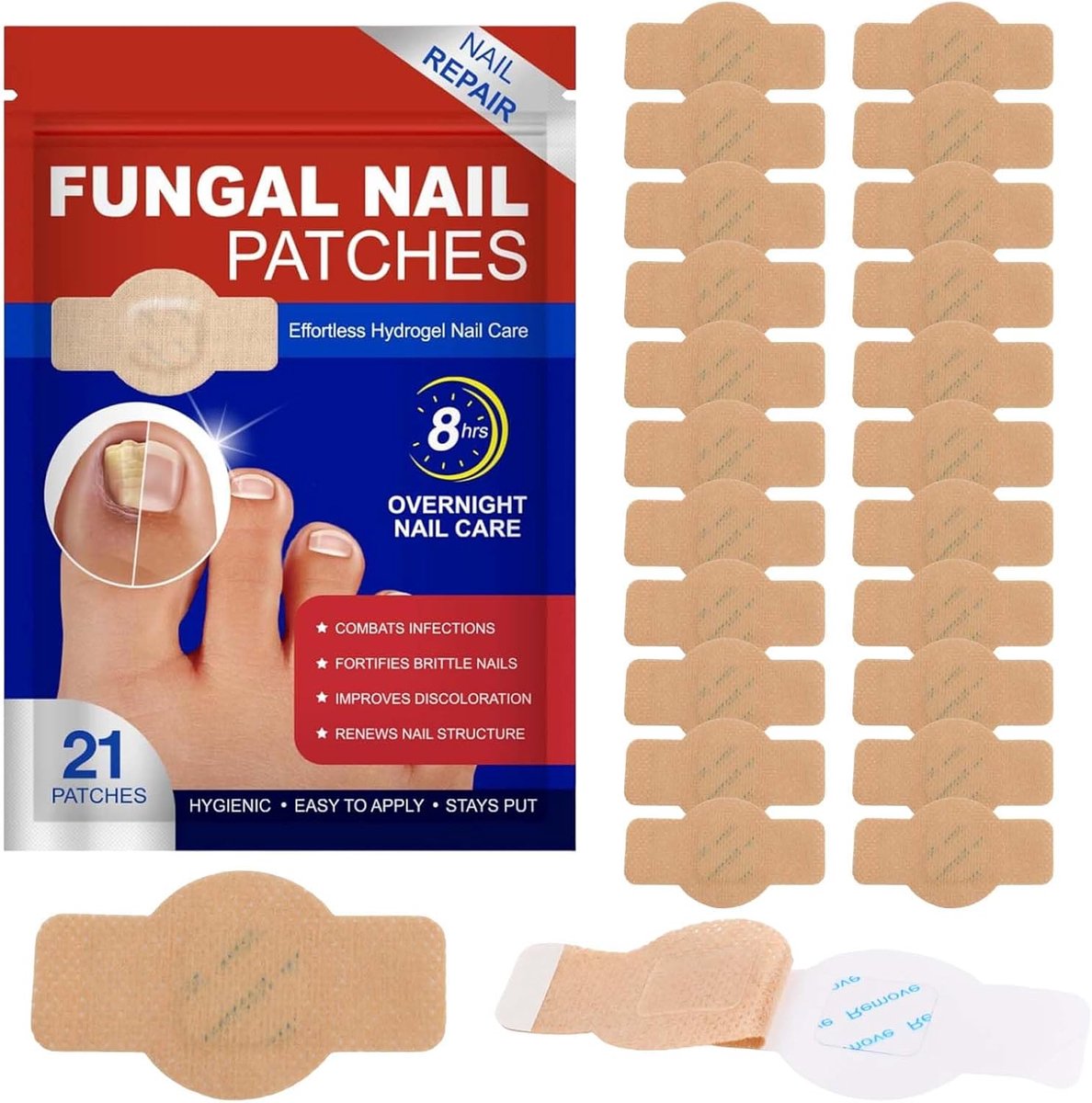 21 stuks hydrogel nagelschimmels pleisters voor teennagels en