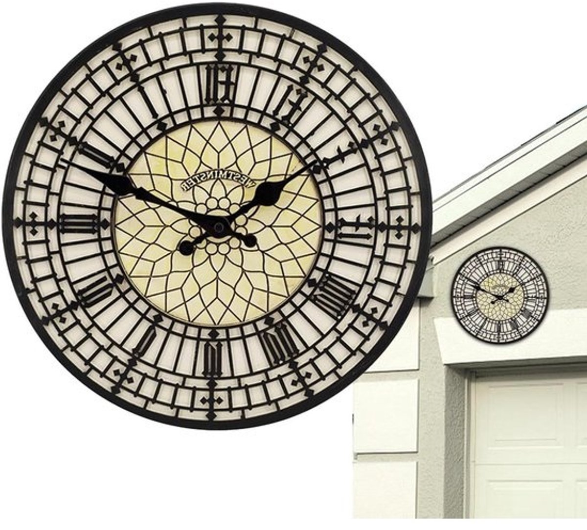 Buitenklok - Wandklok Tuin - Tijd Bijhouden - Weerbestendig Ontwerp - 30 cm - Zwart