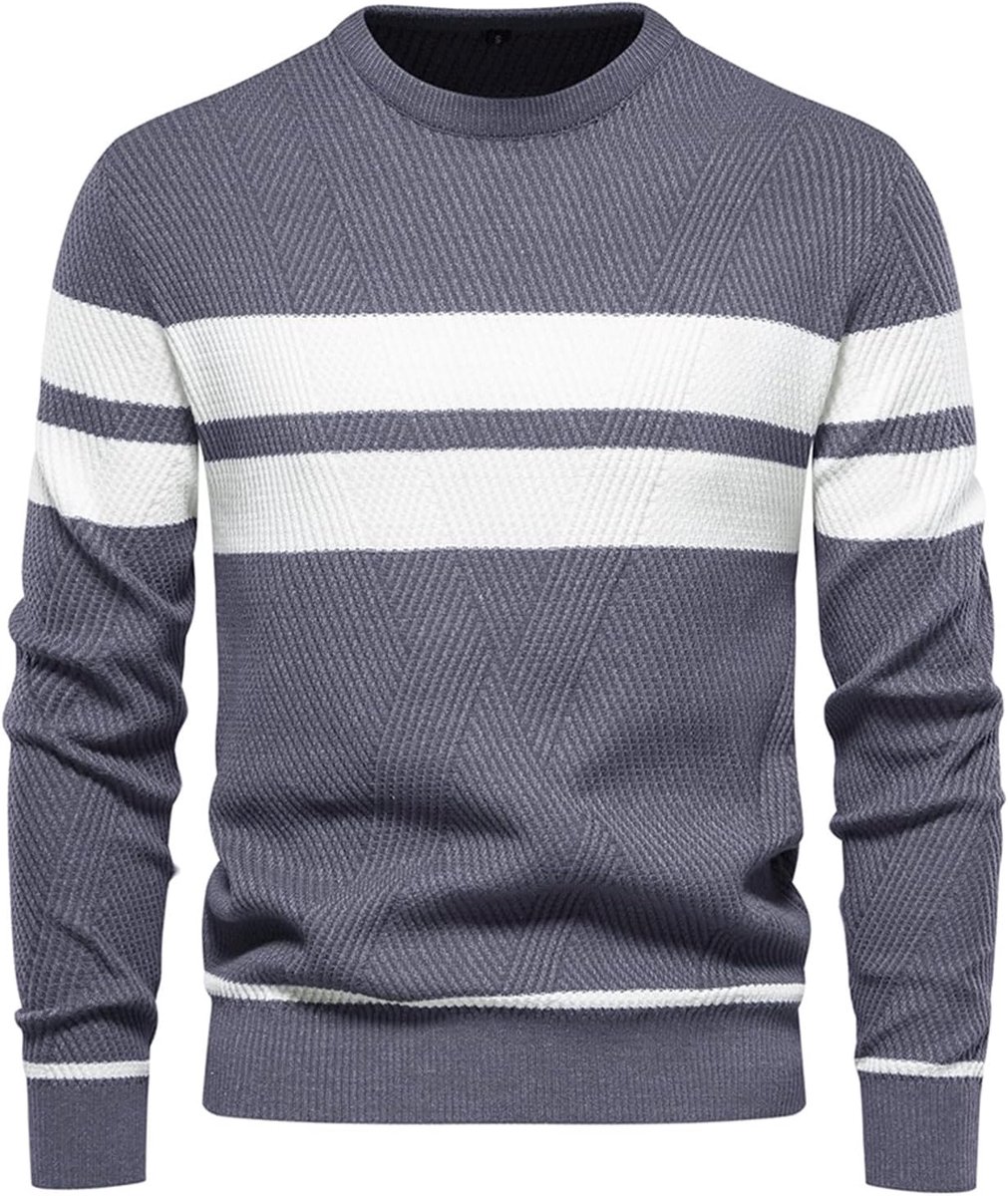 Herentrui, ronde hals, gebreide trui, warm, fijn gebreide trui, sweater voor mannen, pullover, casual top