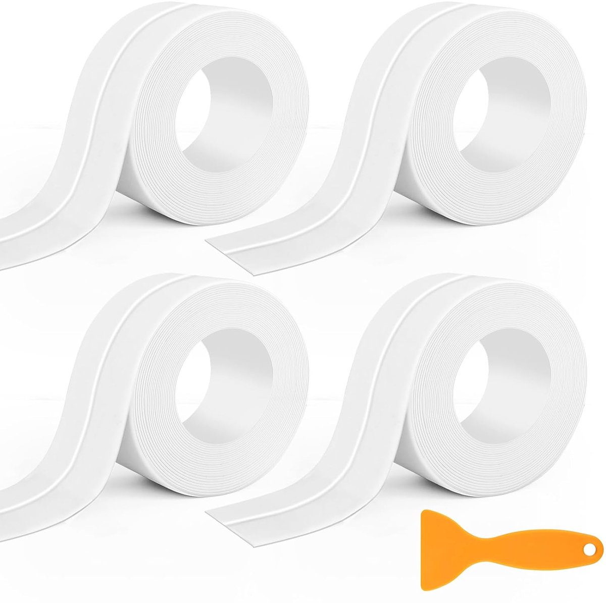 4 Rollen Badkamerafdichtingsband, Waterdichte Witte Eenvoudige Afdichtingsband Zelfklevend voor Badkamer Voor Toilet, Douche, Gootsteen, Tegel(38 mm x 3,2 m)