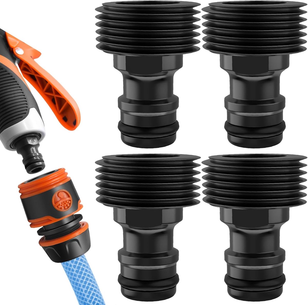 - 4 stuks, snelslangconnector, externe schroefdraadinterface, toegewezen connector, accessoires voor het wassen van waterpistolen (kraanverbinding G 3/4 inch)