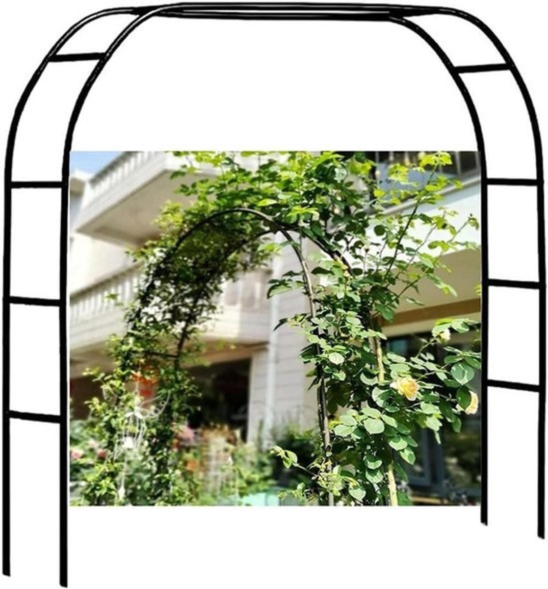 Tuinboog Metaal - Rozenboog Klimplanten - Tuin Decoratie - Verzinkt Staal Frame - 3.5m x 2.2m - Groen