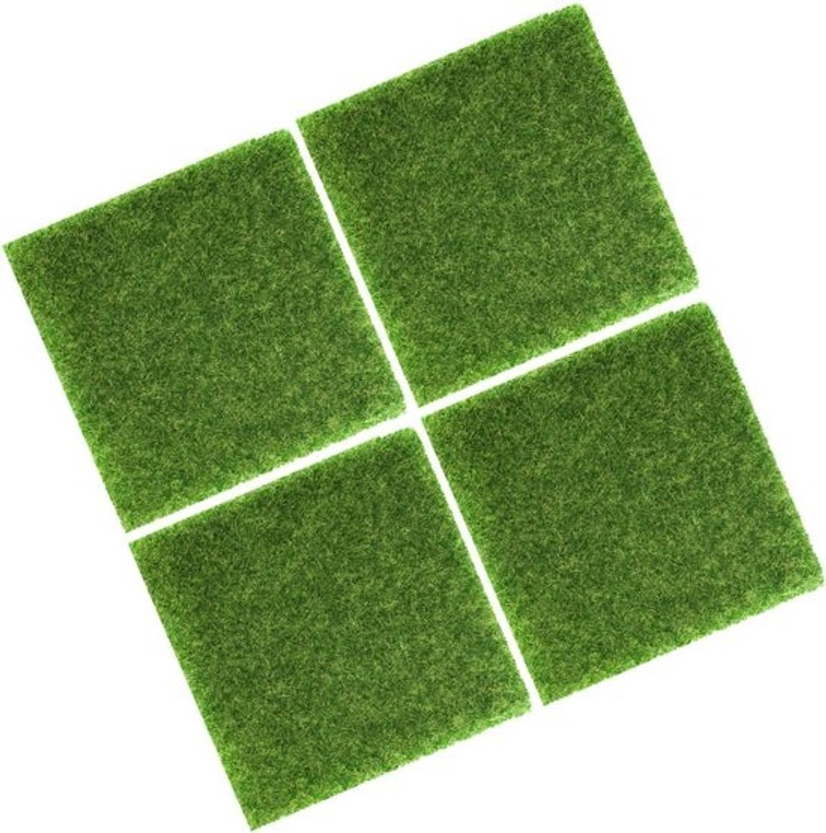 Kunstgras Matten - Nep Gazon - Modelbouw Decoratie - Snijdbaar Materiaal - 4 Stuks - Groen