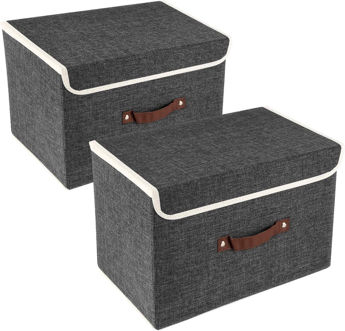 Dailygoods- Opbergdoos Wasbaar - Opbergdoos met Deksel - Opbergdoos Set van 2 - Opbergdoos Polyester - Opbergdoos Oxford-Stof - 38x25x25 cm - Opbergba