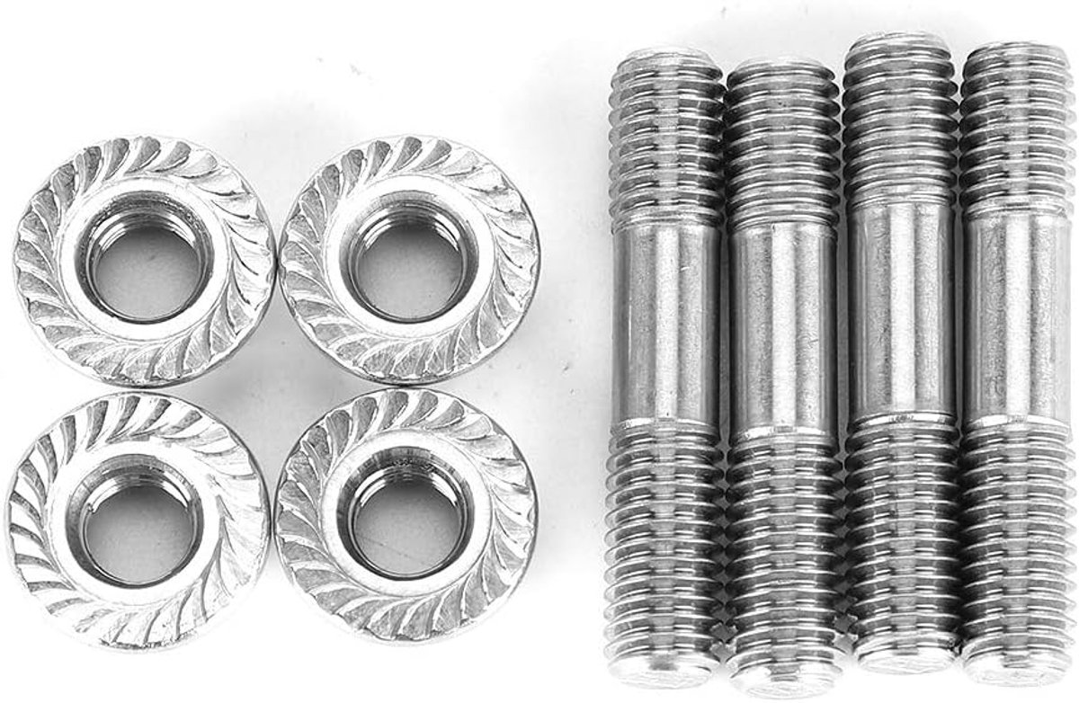 Dailygoods- Uitlaatsysteem Stud Moer Kit M8x1.25 - 4 Stuks - 42mm / 1.65in - 304 Roestvrij Staal - Hoogwaardige Kwaliteit - Voor Uitlaatsystemen - Uit