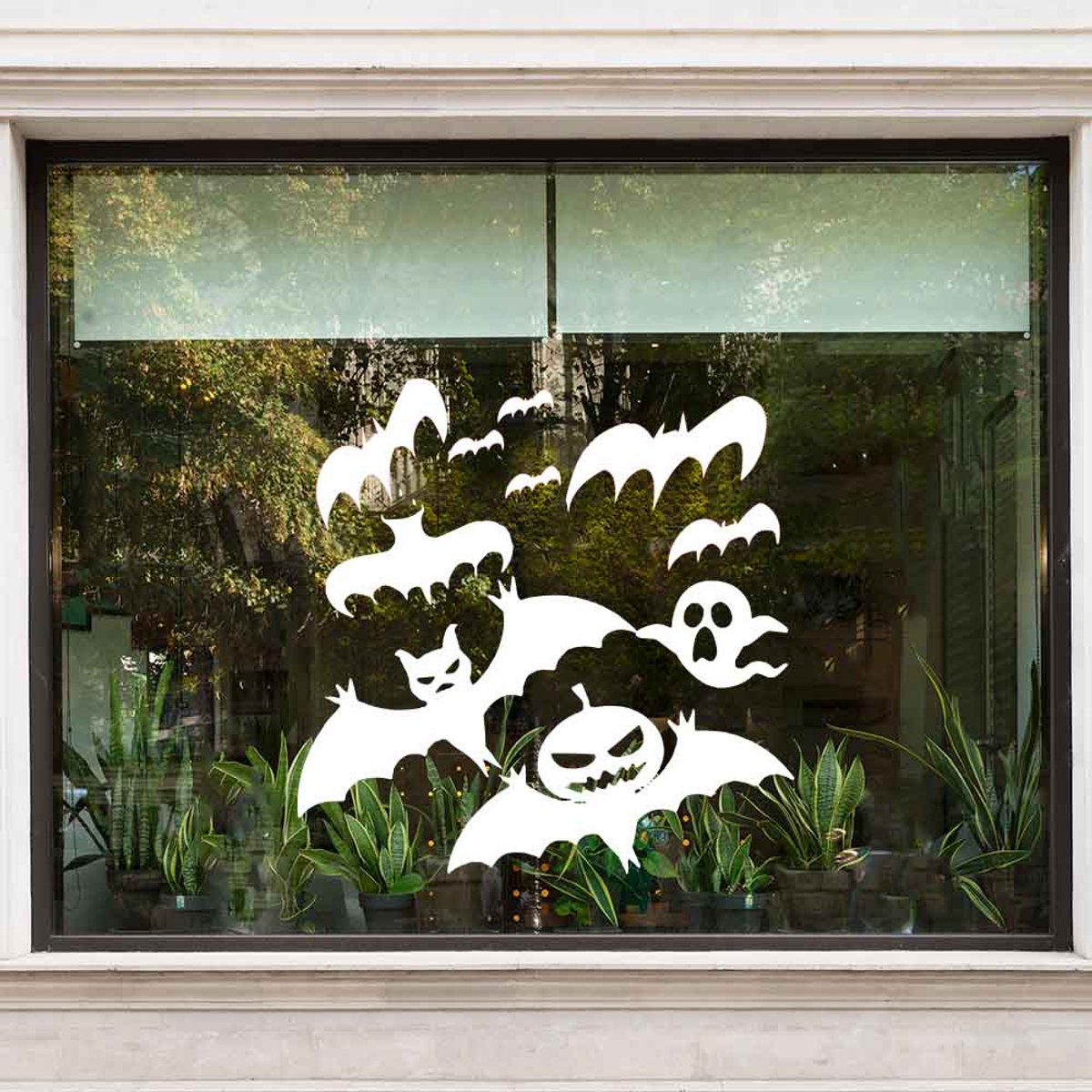 Vleermuis raamsticker set voor Halloween - Zwart - 60 x 60 cm