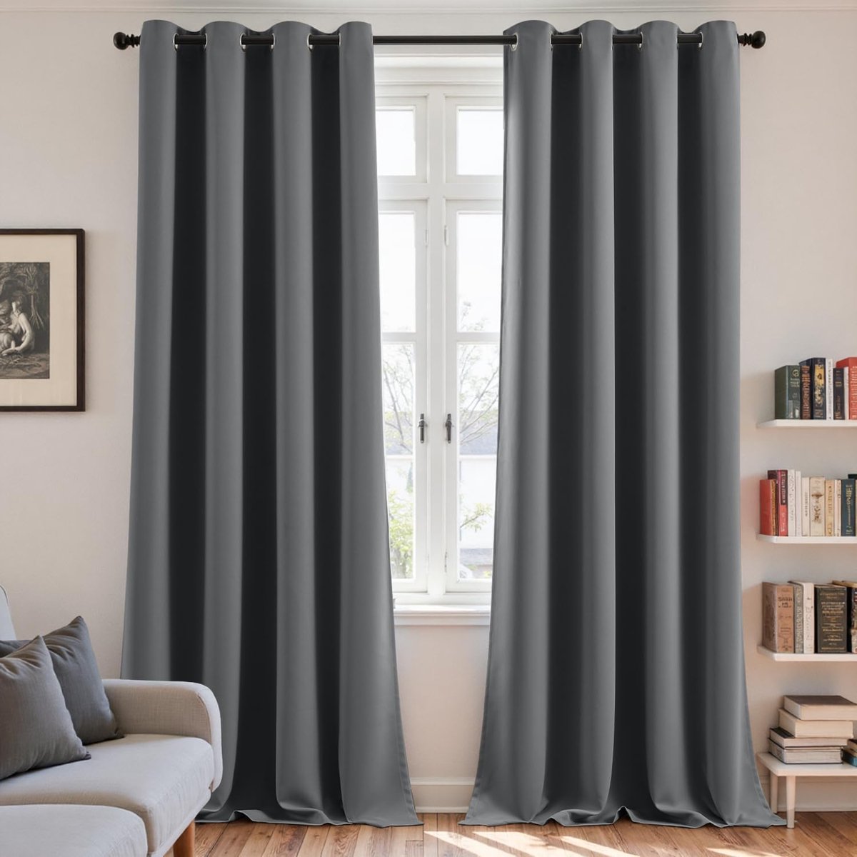 Gordijnen, ondoorzichtig, met inslagringen, 245 x 140 cm (h x b), set van 2 verduisteringsgordijnen, voor woonkamer, slaapkamer, kinderkamer, verduisteringsgordijn, modern gordijn met
