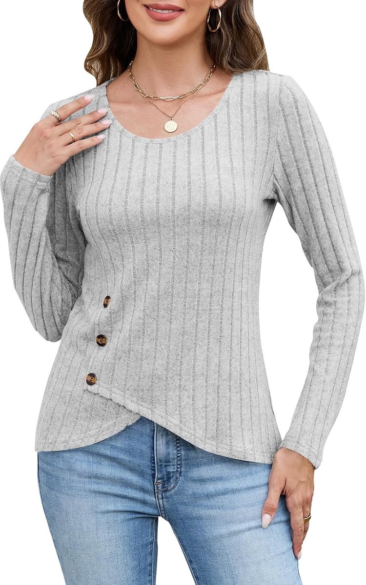 Tops voor dames, casual, dames, ronde hals, T-shirt, dames, lange mouwen, blouse