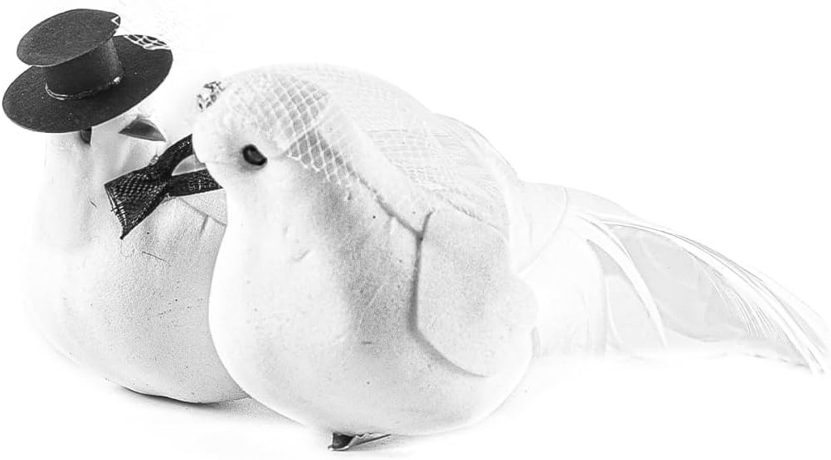 2 paar duiven bruiloft decoratie kunstmatige vogelfiguren bruiloft decoratie voor doe-het-zelf knutselen, huisdecoratie