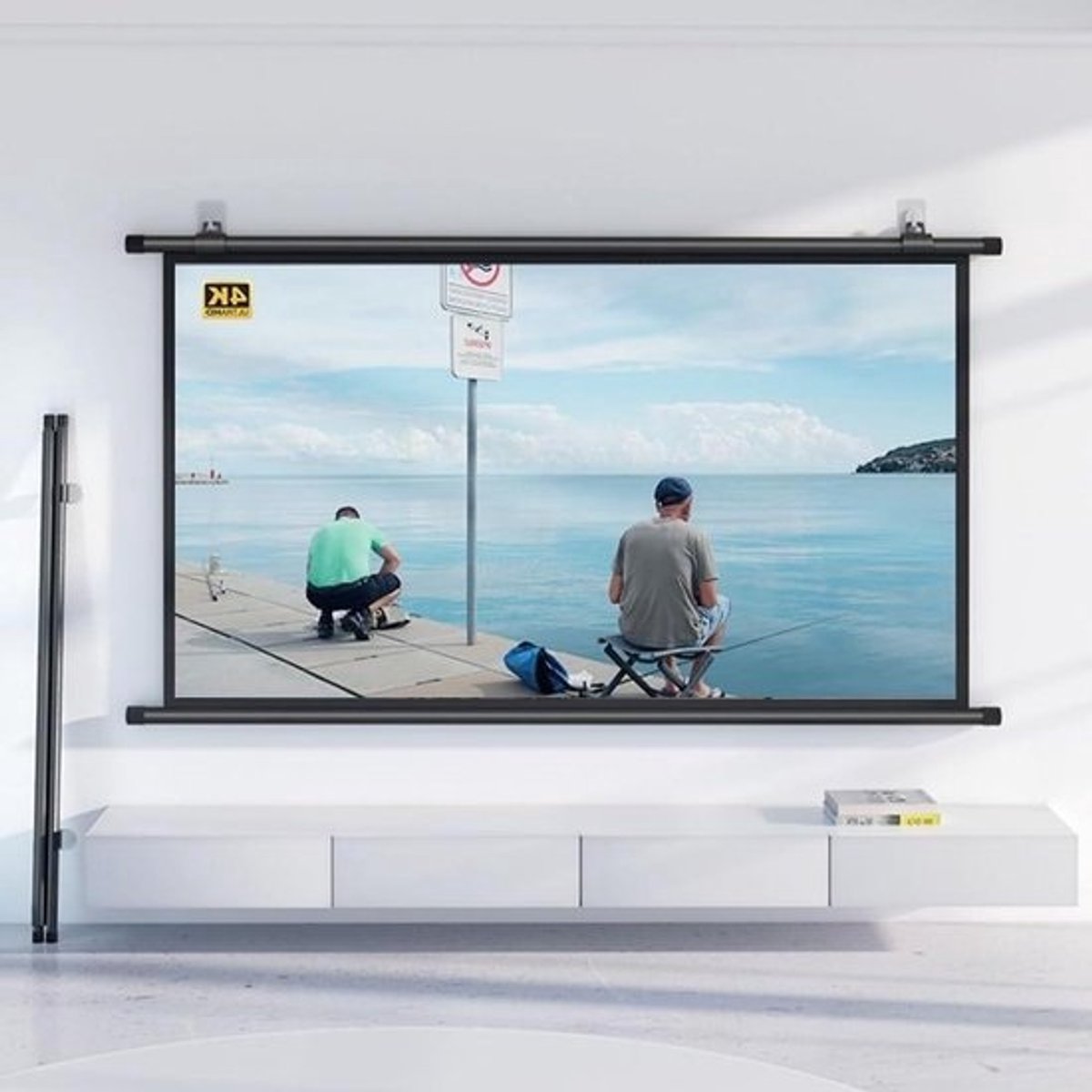Projectiescherm Handmatig - Filmscherm Oprolbaar - Thuisbioscoop Creëren - Wit Glasvezel HD - 40 Inch 4:3 - Wit