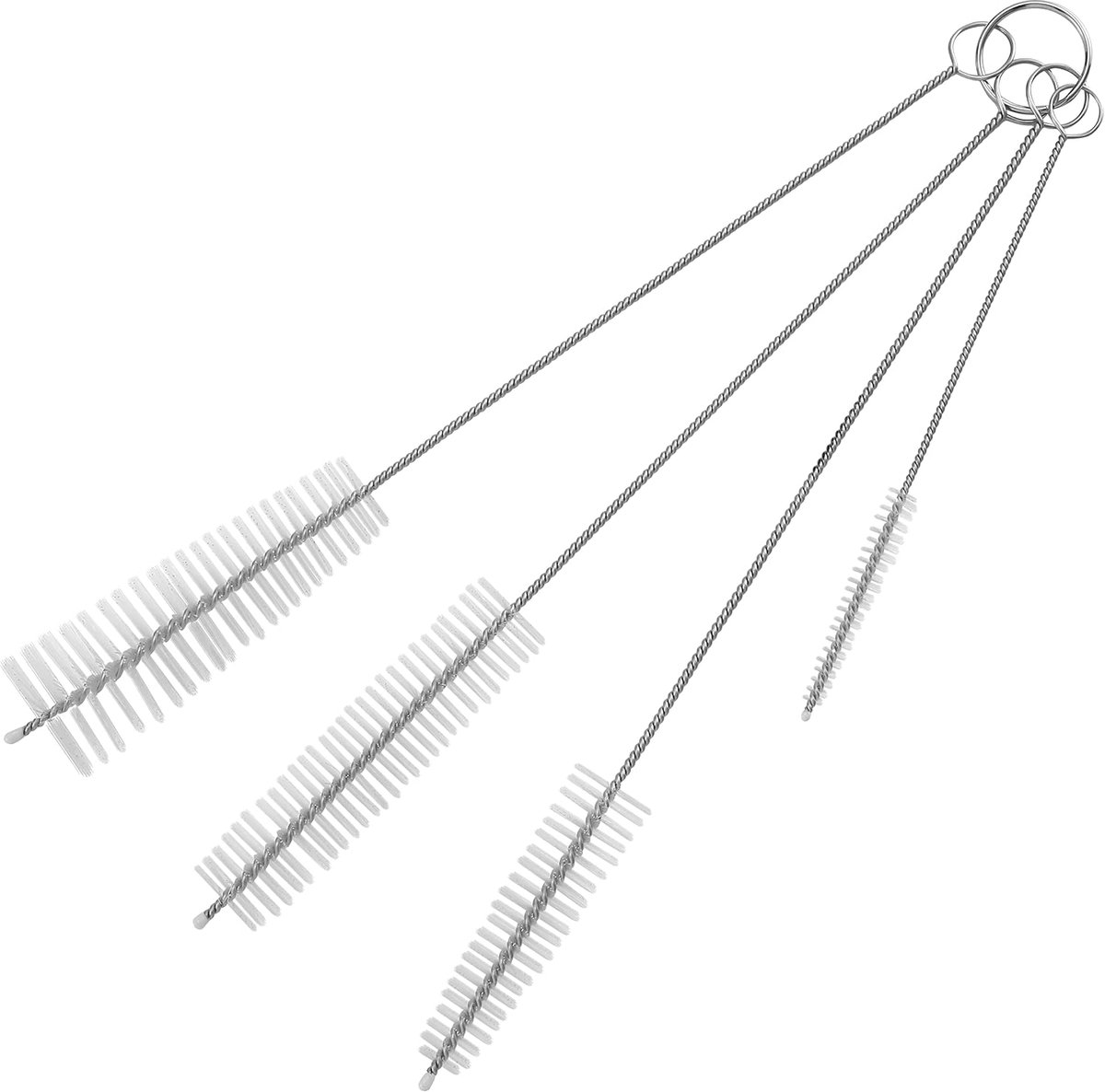 Dailygoods- Flessenreinigingsborstel Set van 4 - Lange Borstels - Zachte Borstels - Voor Flessen/Rietjes - 14-24 cm - Grondige Reiniging - Borstelset