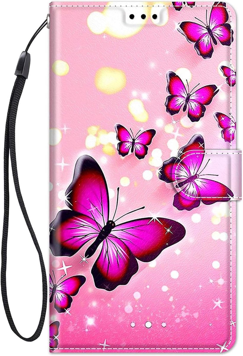 Portemonneehoesje voor de Samsung Galaxy A57 5G, lederen hoesje met kaartsleufhouder, flipcover-ontwerp, schattig patroon voor vrouwen en mannen, schokbestendig telefoonhoesje voor Samsung A57