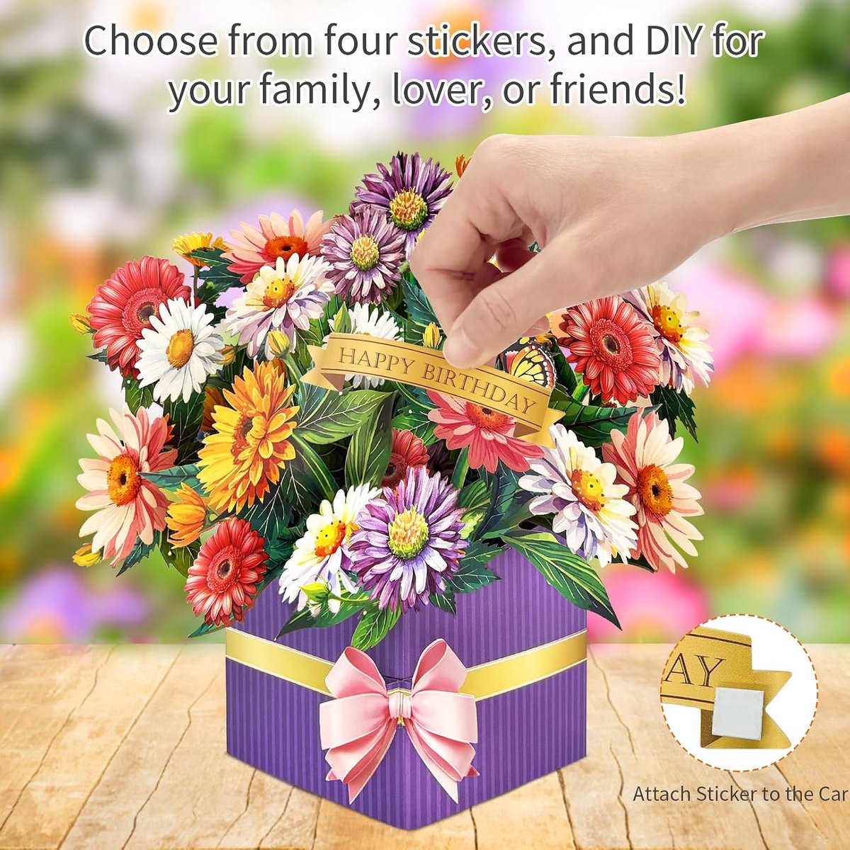 kaart verjaardag, 3D pop-up madeliefjes verjaardagskaart vrouw, verjaardagskaart met bloemen voor mama, echtgenote, zus, dochter, beste vriendin, verjaardagscadeau voor vrouwen