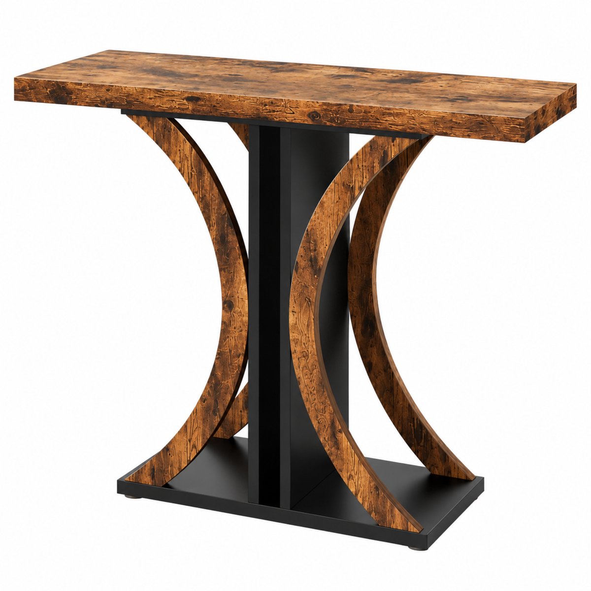 Noventra Bijzettafel - Hout & Zwart Metaal – Stijlvolle Industriële Console Tafel – Sidetable voor Woonkamer, Hal & Entree – Moderne Wandtafel – 100 × 29,5 × 80 cm