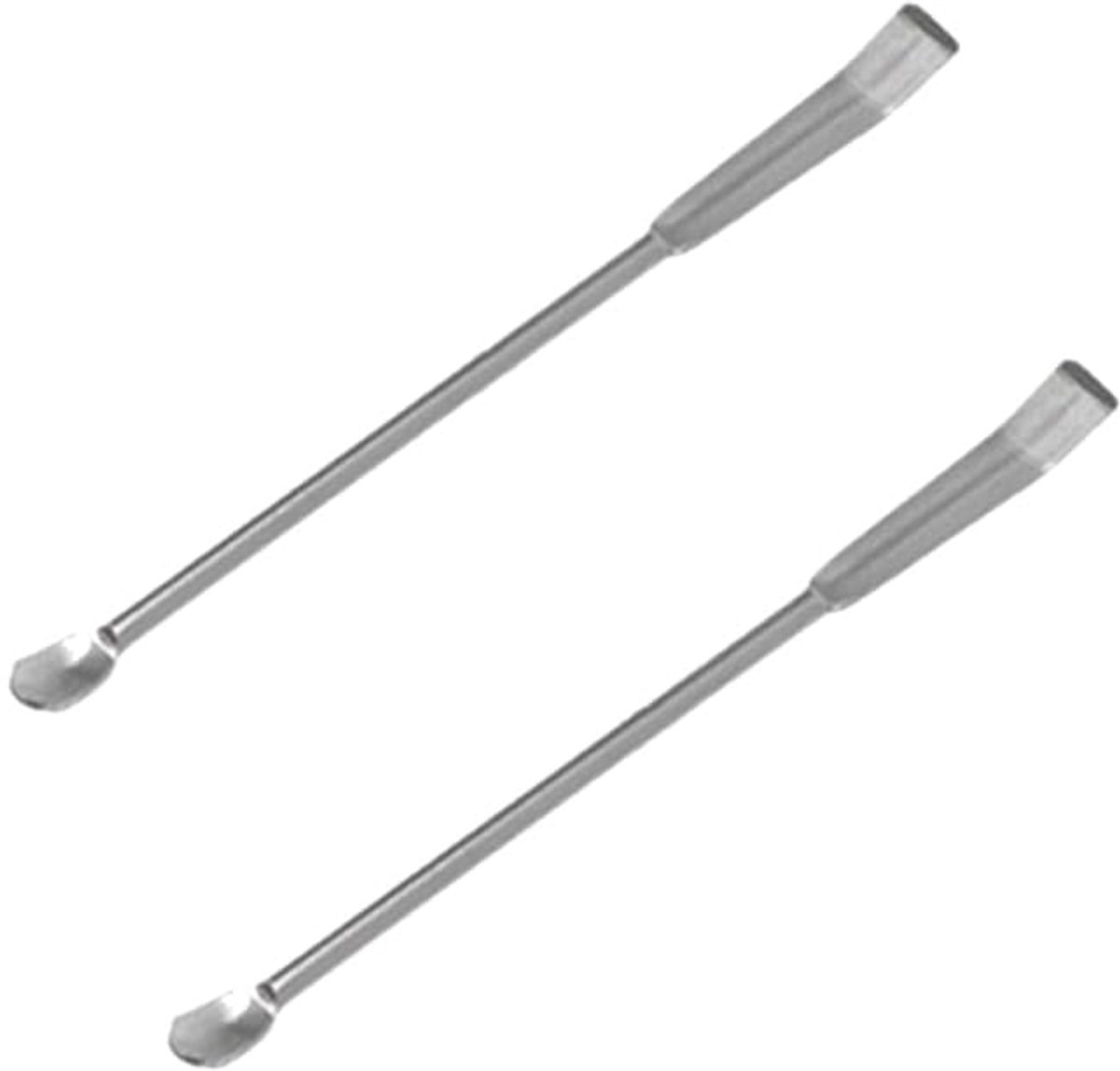2 X Micro Laboratoriumbemonsteringsreagenslepel, 100 MM. - 250 MM. 304 Roestvrij staal 2 in 1 Dubbele Hoofd Laboratorium die Spatel mengen