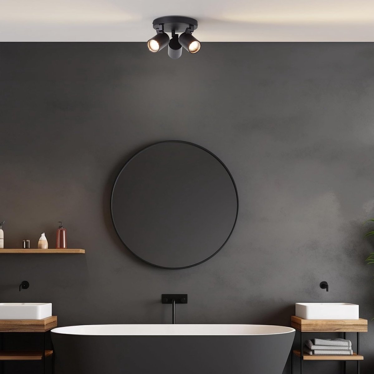 Spot voor badkamer - Ø 18 cm - plafondspot met glazen afdekking &